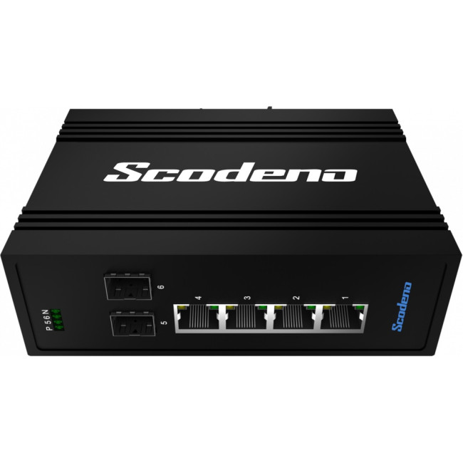 Scodeno Lite неуправляемый коммутатор на DIN-рейку, 2x100Base-X, 4x10/100Base-T, IP40