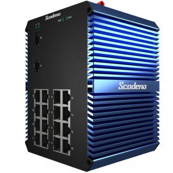 Scodeno X-Blue управляемый PoE+ коммутатор на DIN-рейку, 2x10GBase-X, 16x10/100/1000MBase-T, 250Вт, IP50