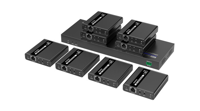 LENKENG LKV728P разветвитель-удлинитель 1*8 HDMI по витой паре CAT5e/6/6a/7 до 40/70 м, 4K, RS232, ИК