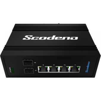 Scodeno Lite неуправляемый PoE коммутатор на DIN-рейку, 2x1000Base-X, 8x10/100/1000Base-T, 125Вт