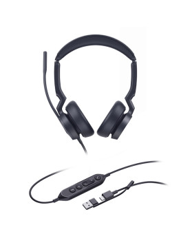 Yealink UH46 Dual UC USB-C/A проводная гарнитура, HD звук, LED-индикатор, USB-C/A