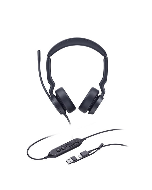 Yealink UH44 Dual UC USB-C/A проводная гарниутра, HD звук, LED-индикатор, USB-C/A