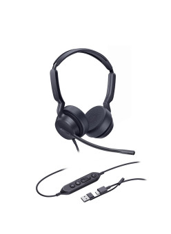 Yealink UH42 Dual UC USB-C/A проводная гарнитура, HD звук, LED-индикатор, USB-C/A