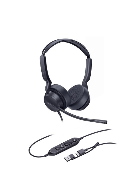 Yealink UH42 Dual UC USB-C/A проводная гарнитура, HD звук, LED-индикатор, USB-C/A