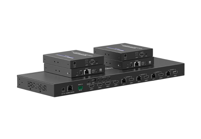 LENKENG LKV844 матричный коммутатор-удлинитель 4x4 HDMI, 4K HDR, CAT6, до 70 метров, EDID, RS232, ИК