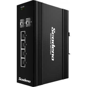 Scodeno Classic неуправляемый PoE+ коммутатор на DIN-рейку, 2x1GBase-X, 4x10/100/1000MBase-T, 126Вт, IP40