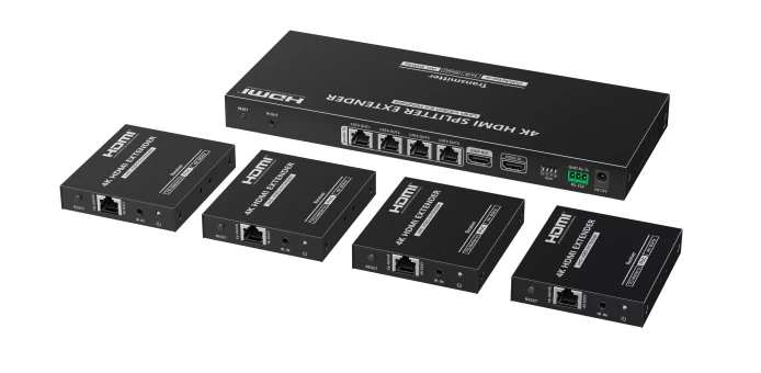 LENKENG LKV824P-N разветвитель-удлинитель 1x4 HDMI, 4K, ИК, CAT6, до 70 метров, PoC