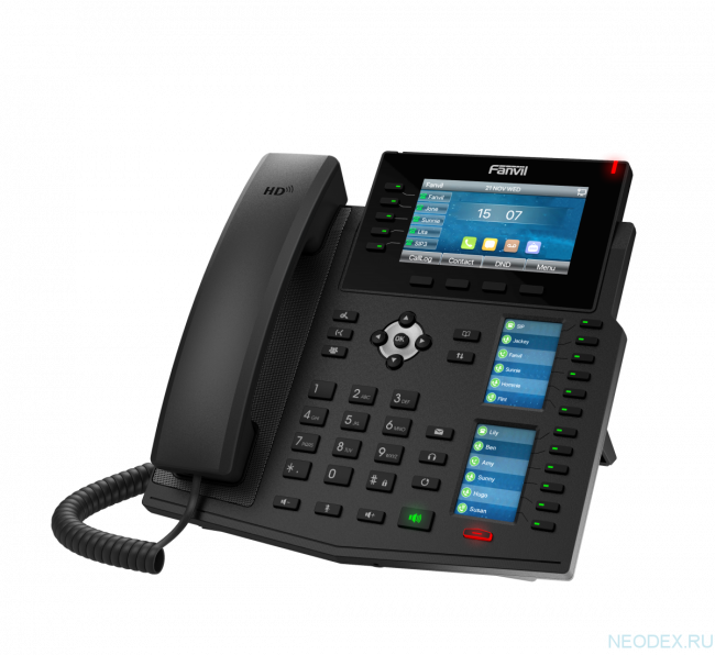 Fanvil X6U - IP телефон с бп, POE, 20 SIP линий, цветной дисплей 480x272, 60 клавиш быстрого набора